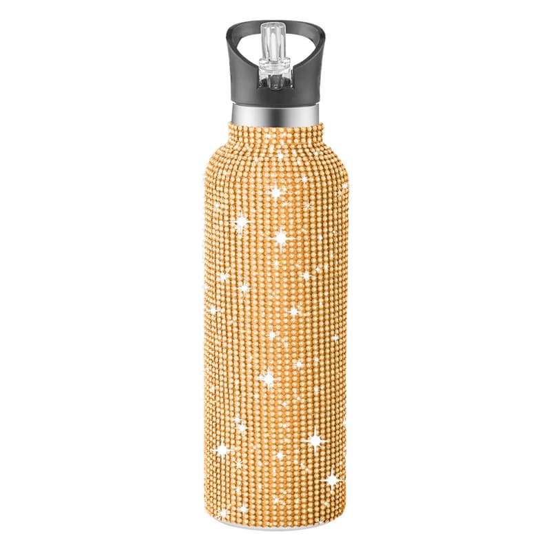 32 Oz Rhinestone Stainless Steel Sports Water Bottle with Straw for Car Travel