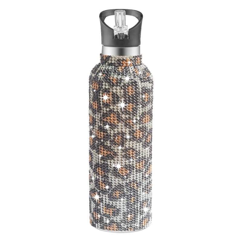 32 Oz Rhinestone Stainless Steel Sports Water Bottle with Straw for Car Travel