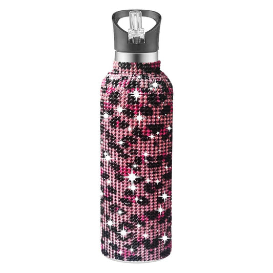 32 Oz Rhinestone Stainless Steel Sports Water Bottle with Straw for Car Travel