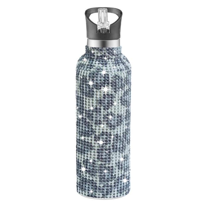 32 Oz Rhinestone Stainless Steel Sports Water Bottle with Straw for Car Travel