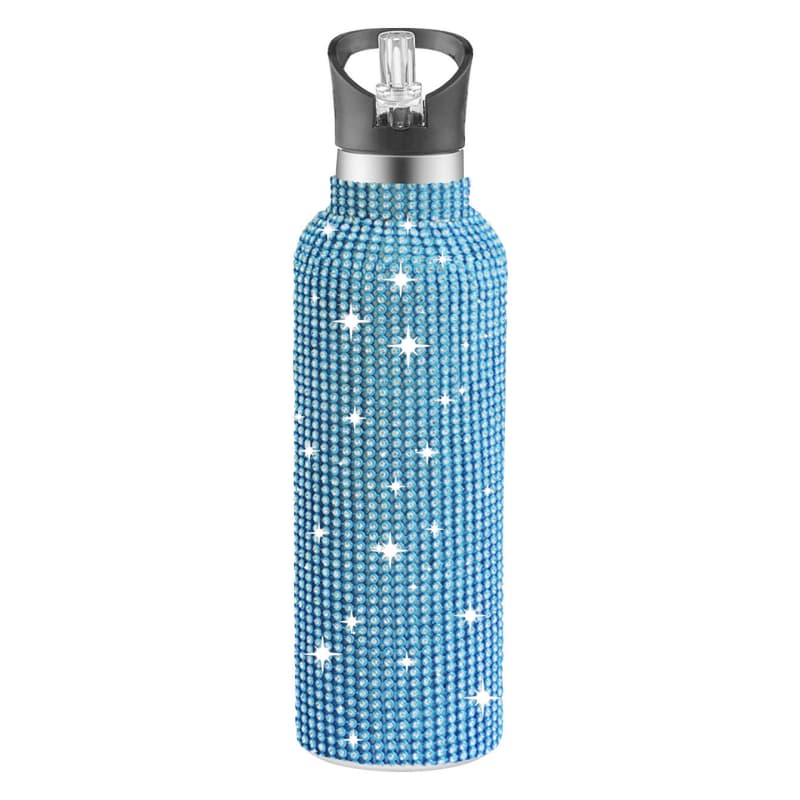 32 Oz Rhinestone Stainless Steel Sports Water Bottle with Straw for Car Travel
