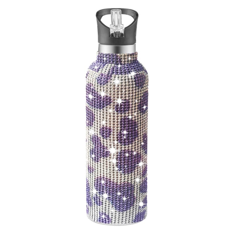 32 Oz Rhinestone Stainless Steel Sports Water Bottle with Straw for Car Travel