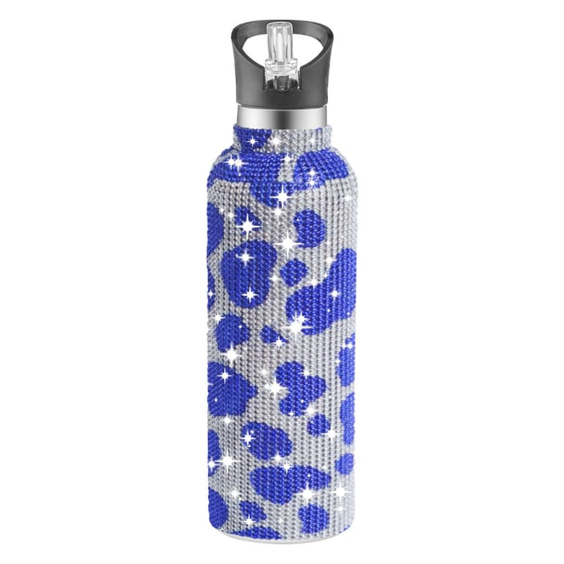 32 Oz Rhinestone Stainless Steel Sports Water Bottle with Straw for Car Travel