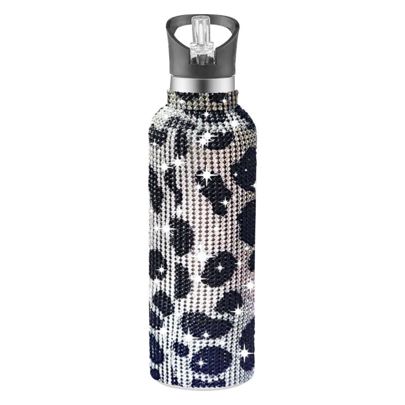 32 Oz Rhinestone Stainless Steel Sports Water Bottle with Straw for Car Travel