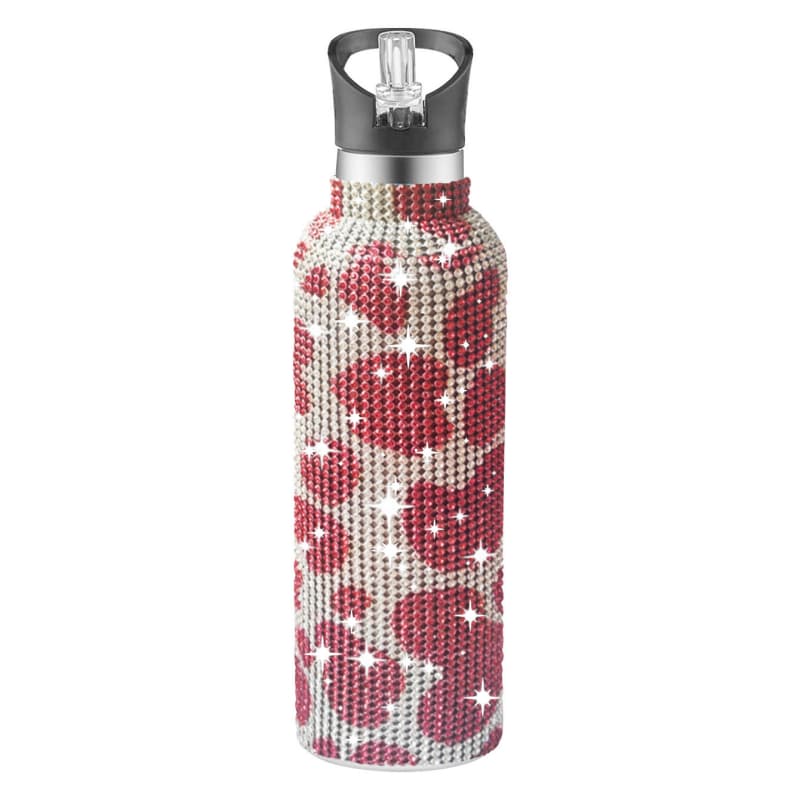 32 Oz Rhinestone Stainless Steel Sports Water Bottle with Straw for Car Travel