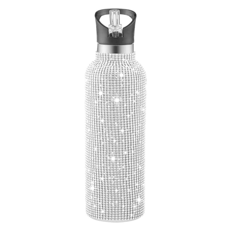 32 Oz Rhinestone Stainless Steel Sports Water Bottle with Straw for Car Travel