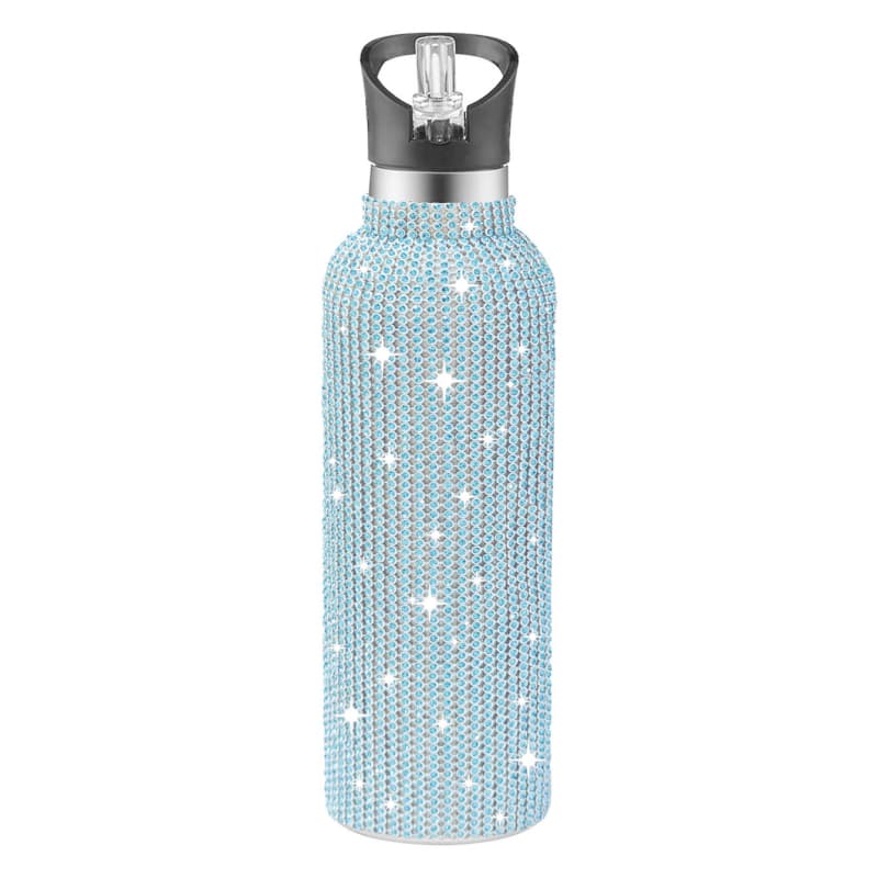 32 Oz Rhinestone Stainless Steel Sports Water Bottle with Straw for Car Travel