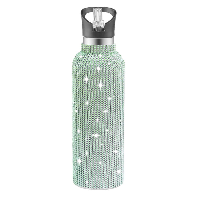 32 Oz Rhinestone Stainless Steel Sports Water Bottle with Straw for Car Travel