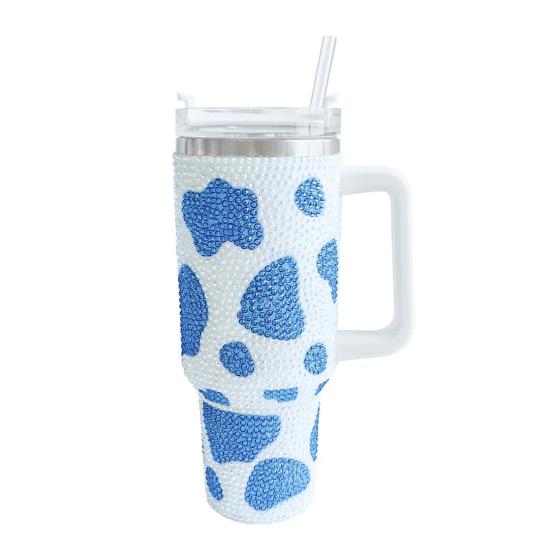 40 Oz Cow Print Tumbler Stainless Steel Vacuum Insulated Cup with Handle