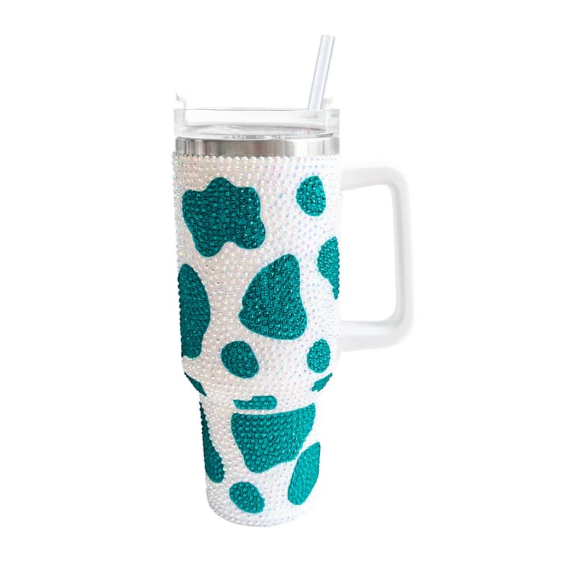 40 Oz Cow Print Tumbler Stainless Steel Vacuum Insulated Cup with Handle