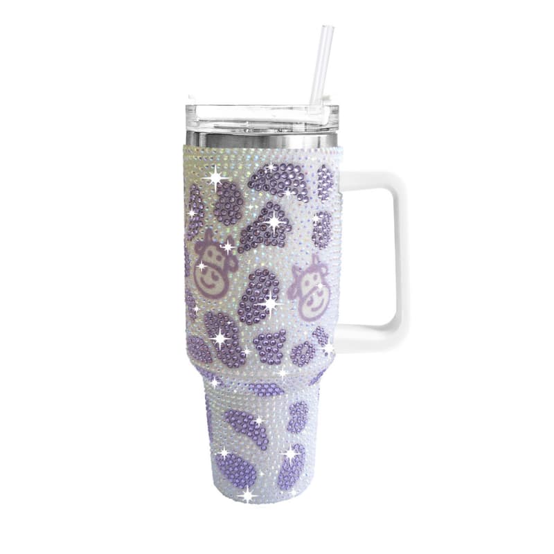 40 Oz Cow Print Tumbler Stainless Steel Vacuum Insulated Cup with Handle