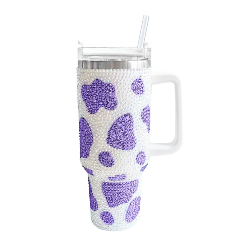 40 Oz Cow Print Tumbler Stainless Steel Vacuum Insulated Cup with Handle