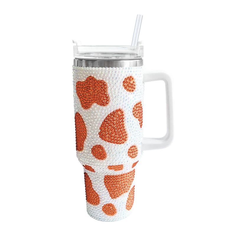 40 Oz Cow Print Tumbler Stainless Steel Vacuum Insulated Cup with Handle