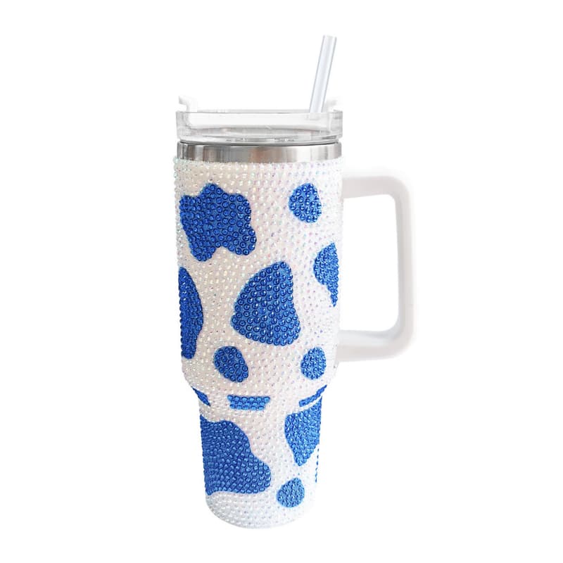 40 Oz Cow Print Tumbler Stainless Steel Vacuum Insulated Cup with Handle