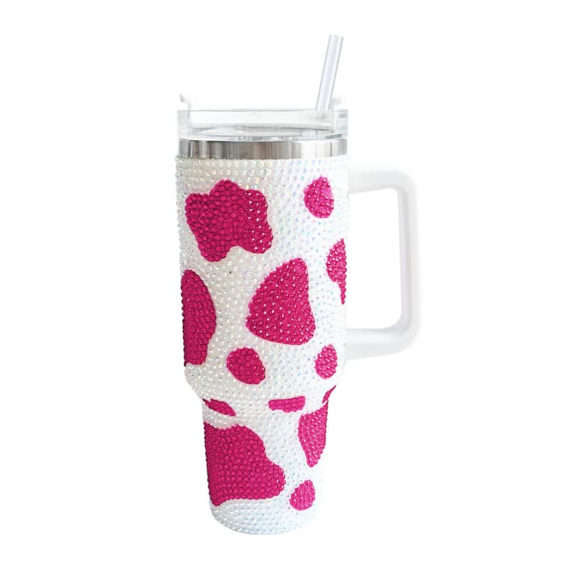 40 Oz Cow Print Tumbler Stainless Steel Vacuum Insulated Cup with Handle