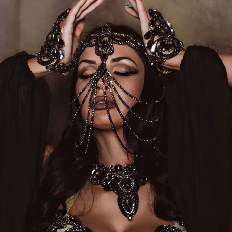 Glam Black Rhinestone Mask for Women – Masquerade Ball, Halloween, Party