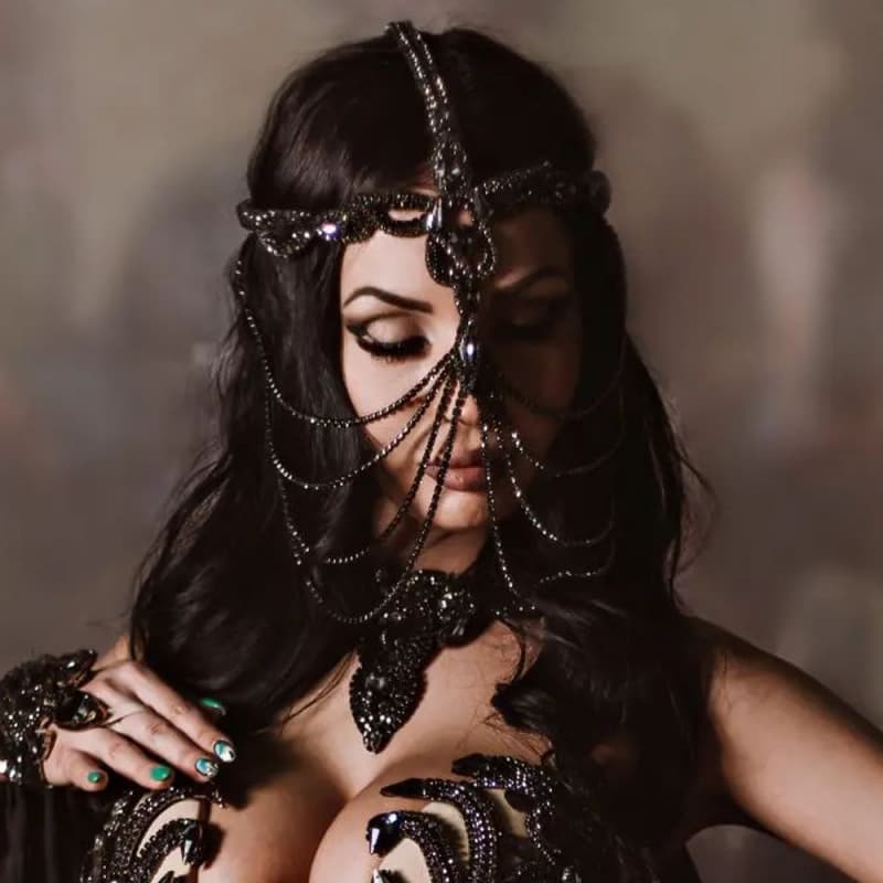 Glam Black Rhinestone Mask for Women – Masquerade Ball, Halloween, Party