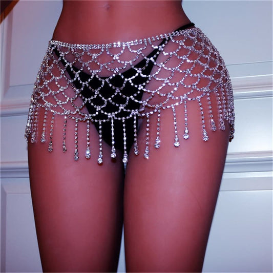 Bling Rhinestone Waist Chain - Sparkling Belly Jewelry