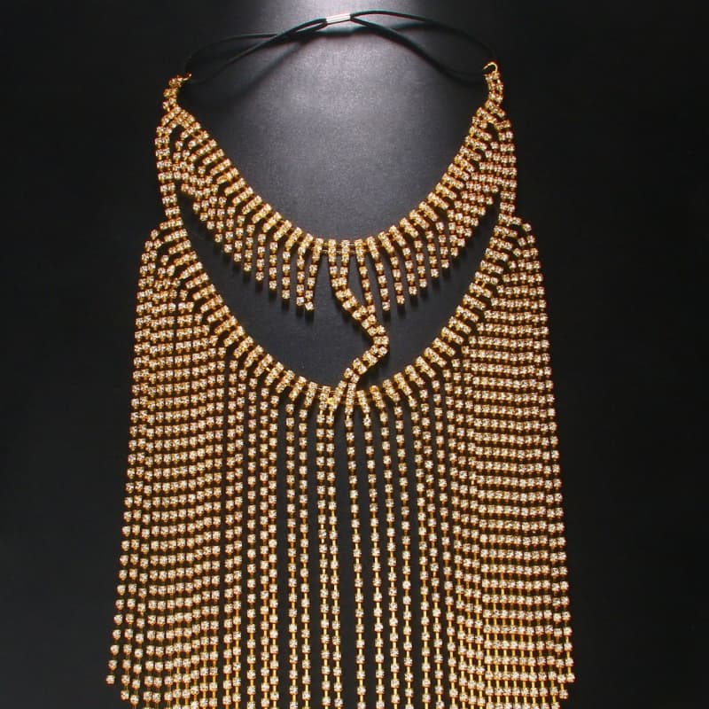 Rhinestone Fringe Mask – Bridal Wedding Veil with Crystal Hair Chain