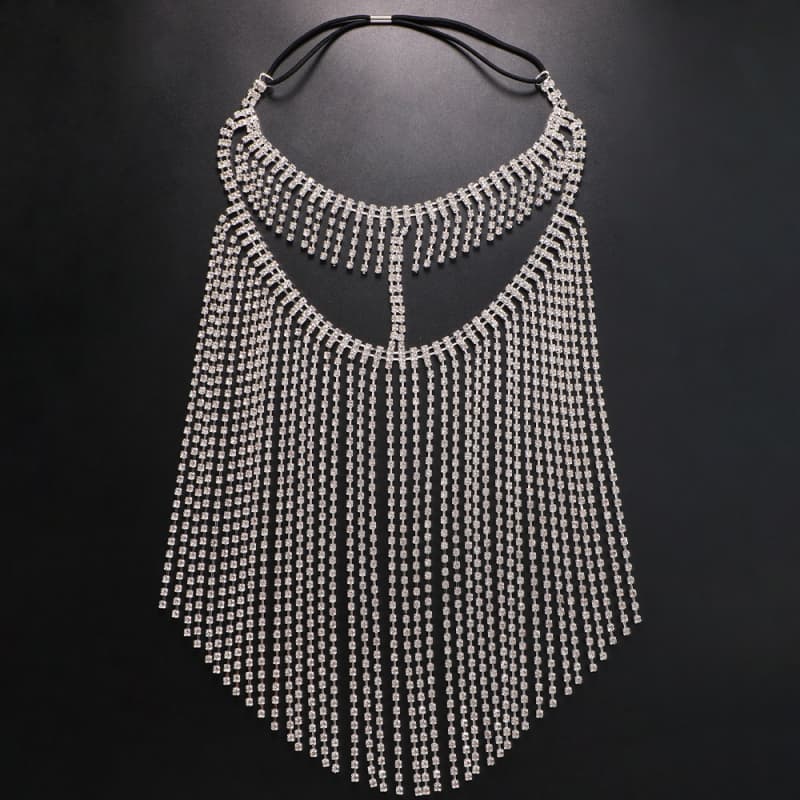 Rhinestone Fringe Mask – Bridal Wedding Veil with Crystal Hair Chain
