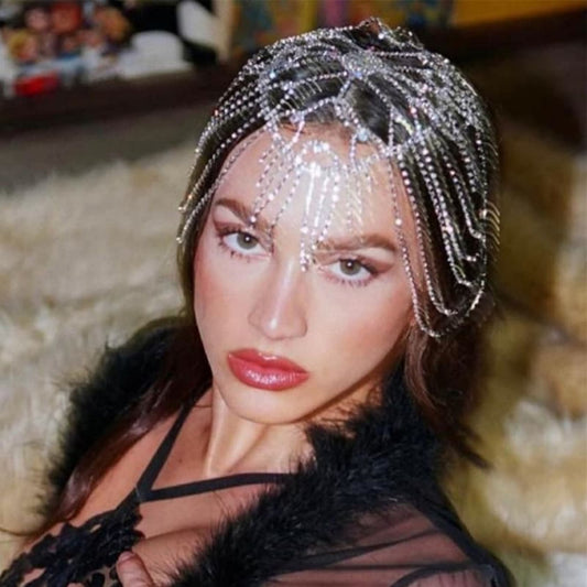 Charm Rhinestone Bridal Hair Chain - Wedding Headpiece