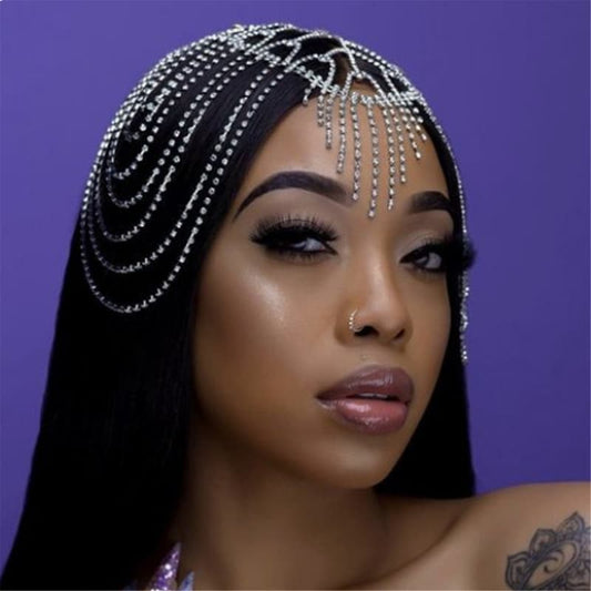 Charm Rhinestone Bridal Hair Chain - Wedding Headpiece