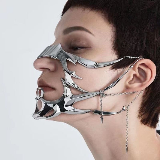 Cyberpunk Metal Mask Adjustable Fluid Mechanic Face Jewelry Unisex