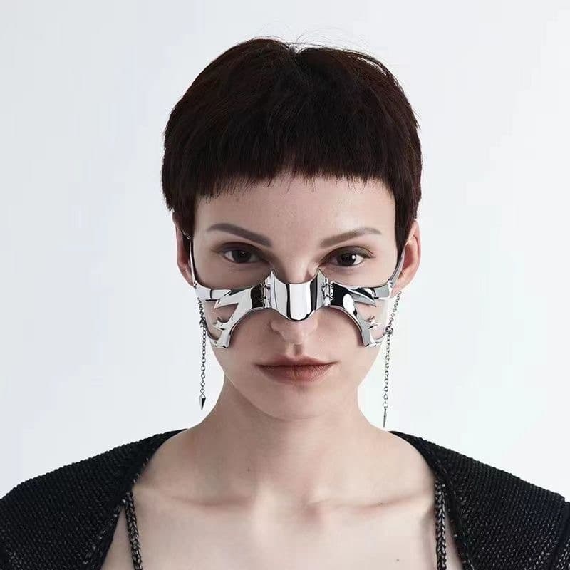 Cyberpunk Metal Mask Adjustable Fluid Mechanic Face Jewelry Unisex