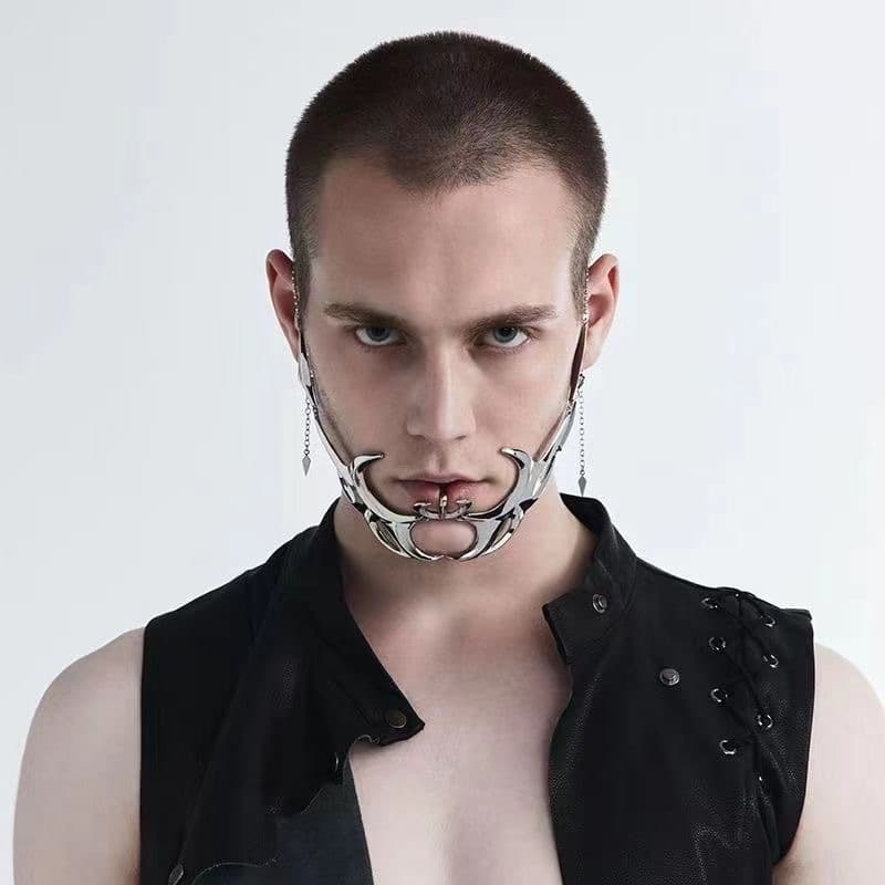 Cyberpunk Metal Mask Adjustable Fluid Mechanic Face Jewelry Unisex