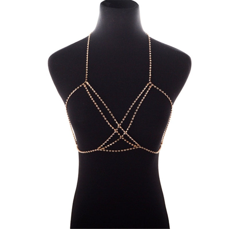 Double Layer Rhinestone Bra - Sparkling Chest Chain
