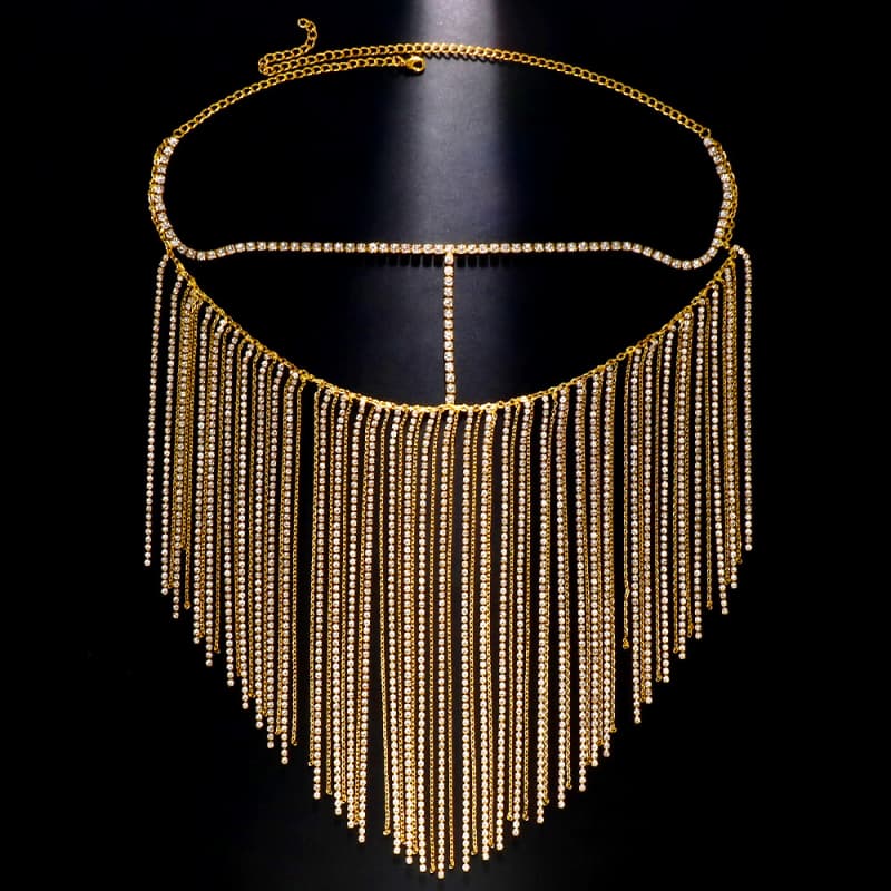 Sparkling Rhinestone Fringe Mask – Elegant Face Jewelry for Women Stage