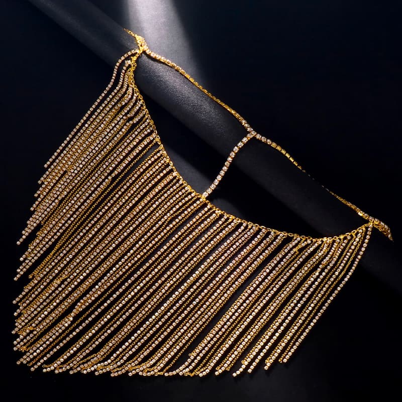 Sparkling Rhinestone Fringe Mask – Elegant Face Jewelry for Women Stage