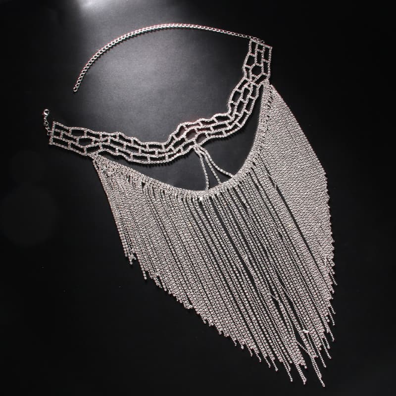 Rhinestone Masquerade Mask with Fringe – Elegant Lace Veil Headdress for Women