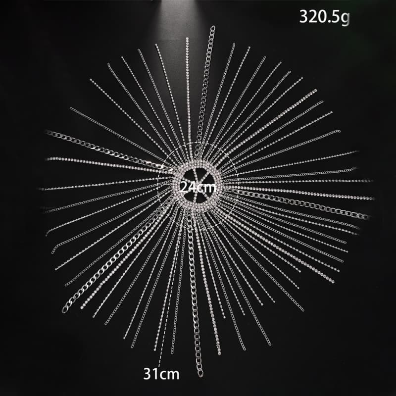 Fringe Chain Headpiece Punk Style Rhinestone Hair Accessory for Women