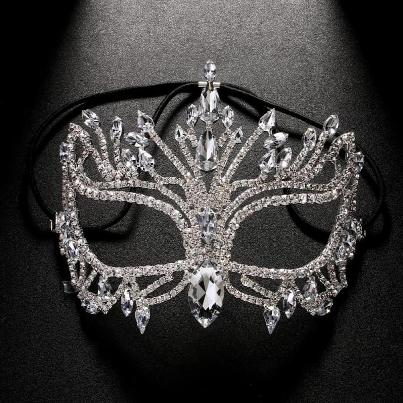 Geometric Rhinestone Mask Fashionable Hollow-Out Party Face Accessory
