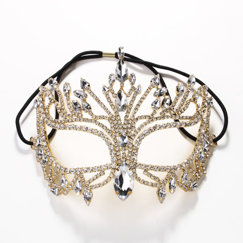 Geometric Rhinestone Mask Fashionable Hollow-Out Party Face Accessory