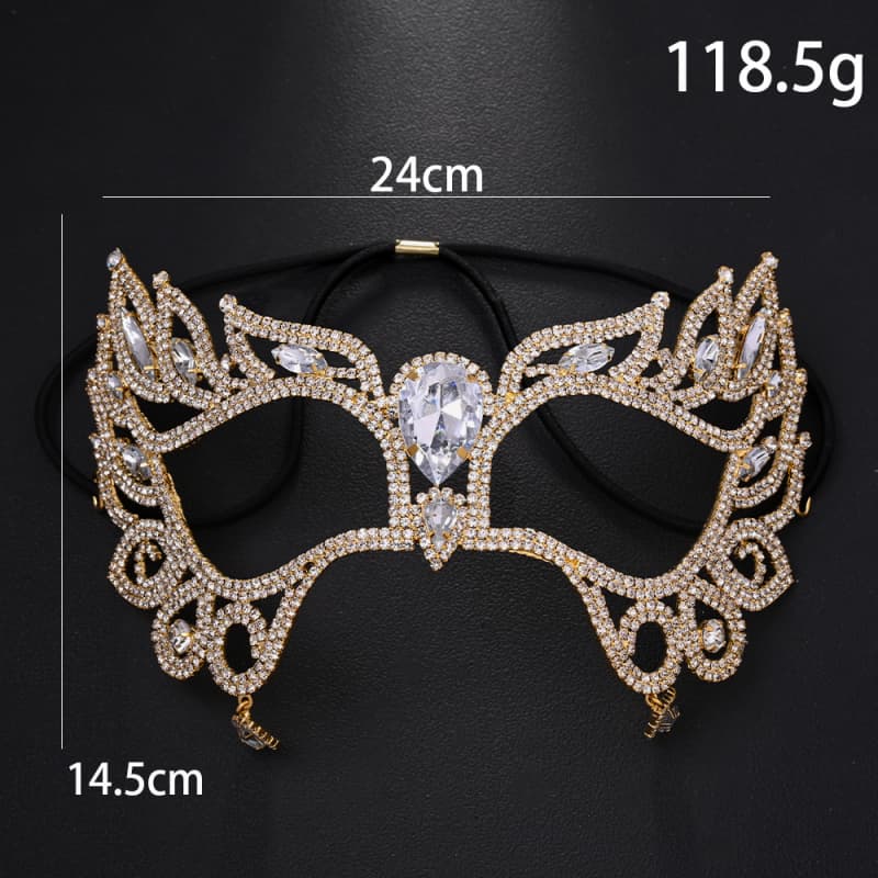 Crystal Teardrop Rhinestone Mask Elegant Halloween Party Face Accessory
