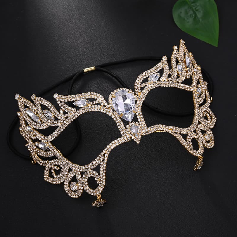 Crystal Teardrop Rhinestone Mask Elegant Halloween Party Face Accessory