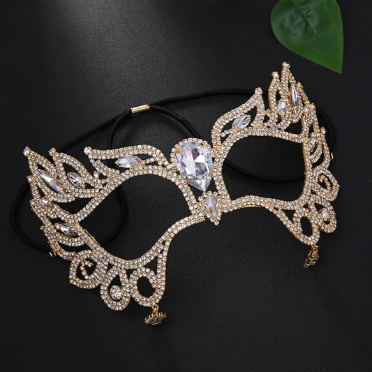 Crystal Teardrop Rhinestone Mask Elegant Halloween Party Face Accessory