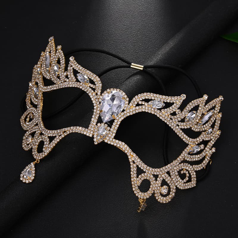 Crystal Teardrop Rhinestone Mask Elegant Halloween Party Face Accessory