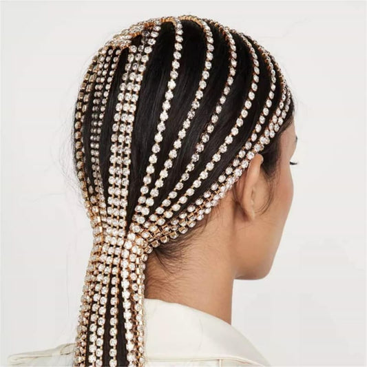 Sparkling Rhinestone Headband with Tassels – Wedding & Party