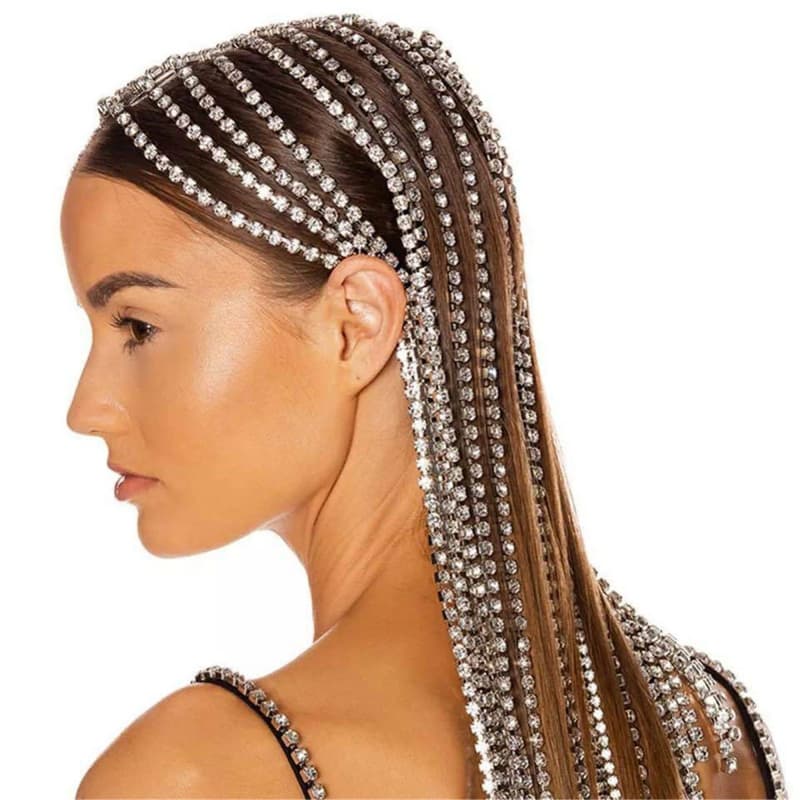 Sparkling Rhinestone Headband with Tassels – Wedding & Party