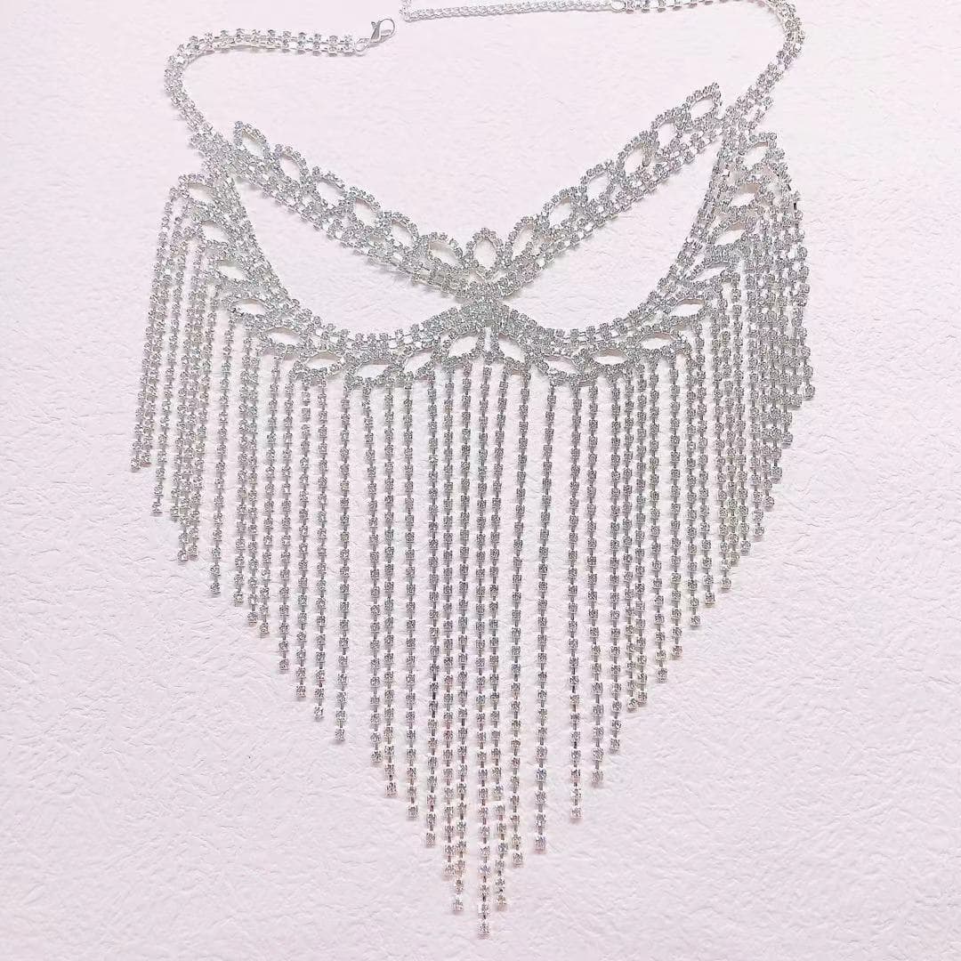 Long Fringe Rhinestone Mask – Elegant Masquerade Party Accessory for Women