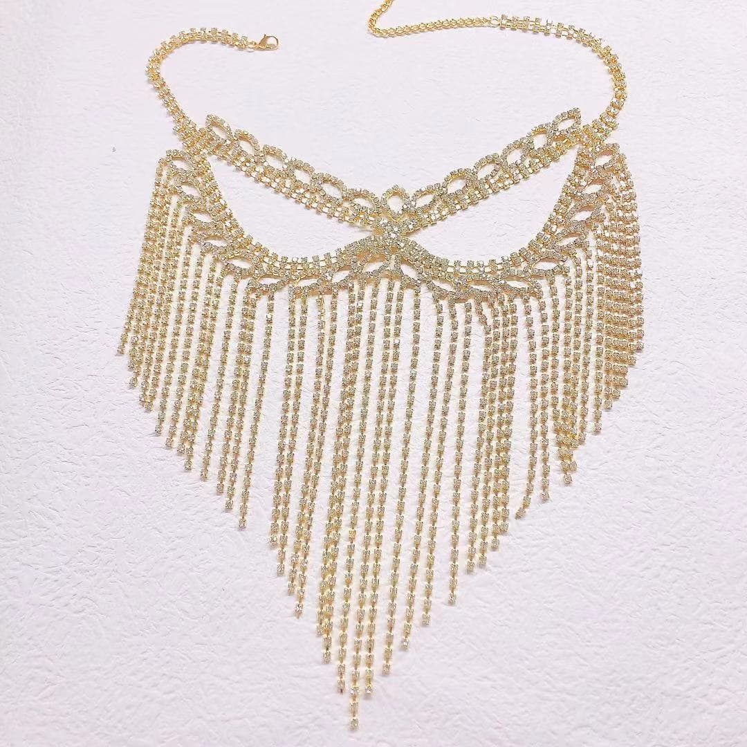 Long Fringe Rhinestone Mask – Elegant Masquerade Party Accessory for Women