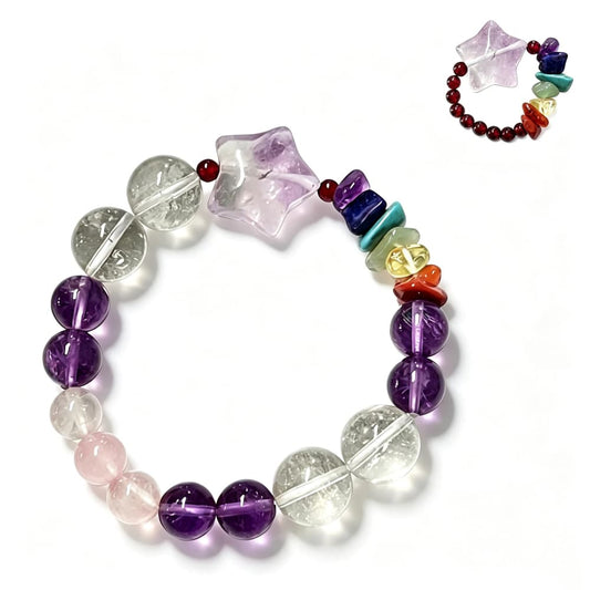 Celestial Harmony｜Natural Amethyst Star Crystal Bracelet & Ring Set