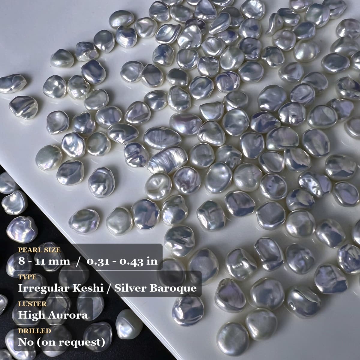 Natural Freshwater Keshi Pearl Beads – 8–11mm, Undrilled