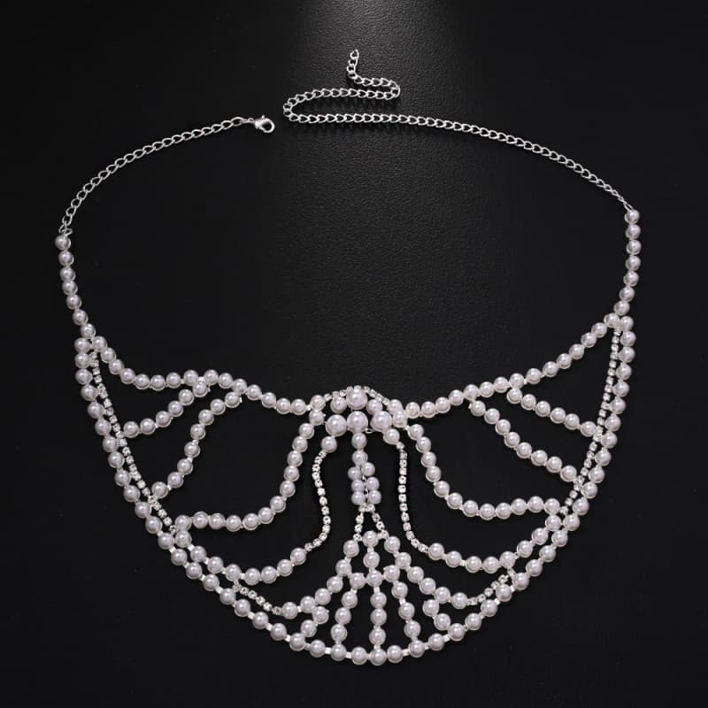 Pearl Rhinestone Mask Glamorous Exaggerated Party Face Accessory