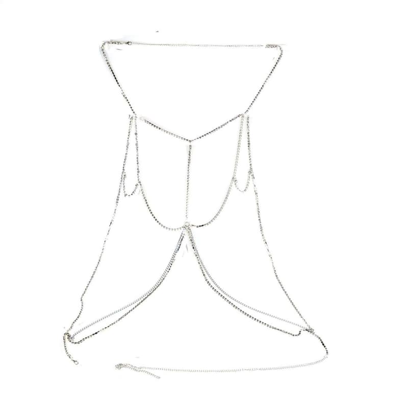 Sexy Rhinestone Body Chain Bra - Adjustable Lingerie
