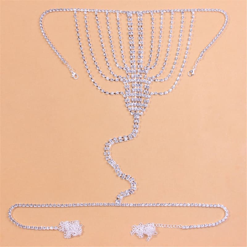 3pc Rhinestone Body Chain Set - Sexy Lingerie Jewelry