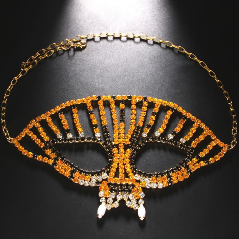 Rhinestone Face Mask Halloween Costume Accessory Glam Party Mask
